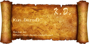Kun Dezső névjegykártya
